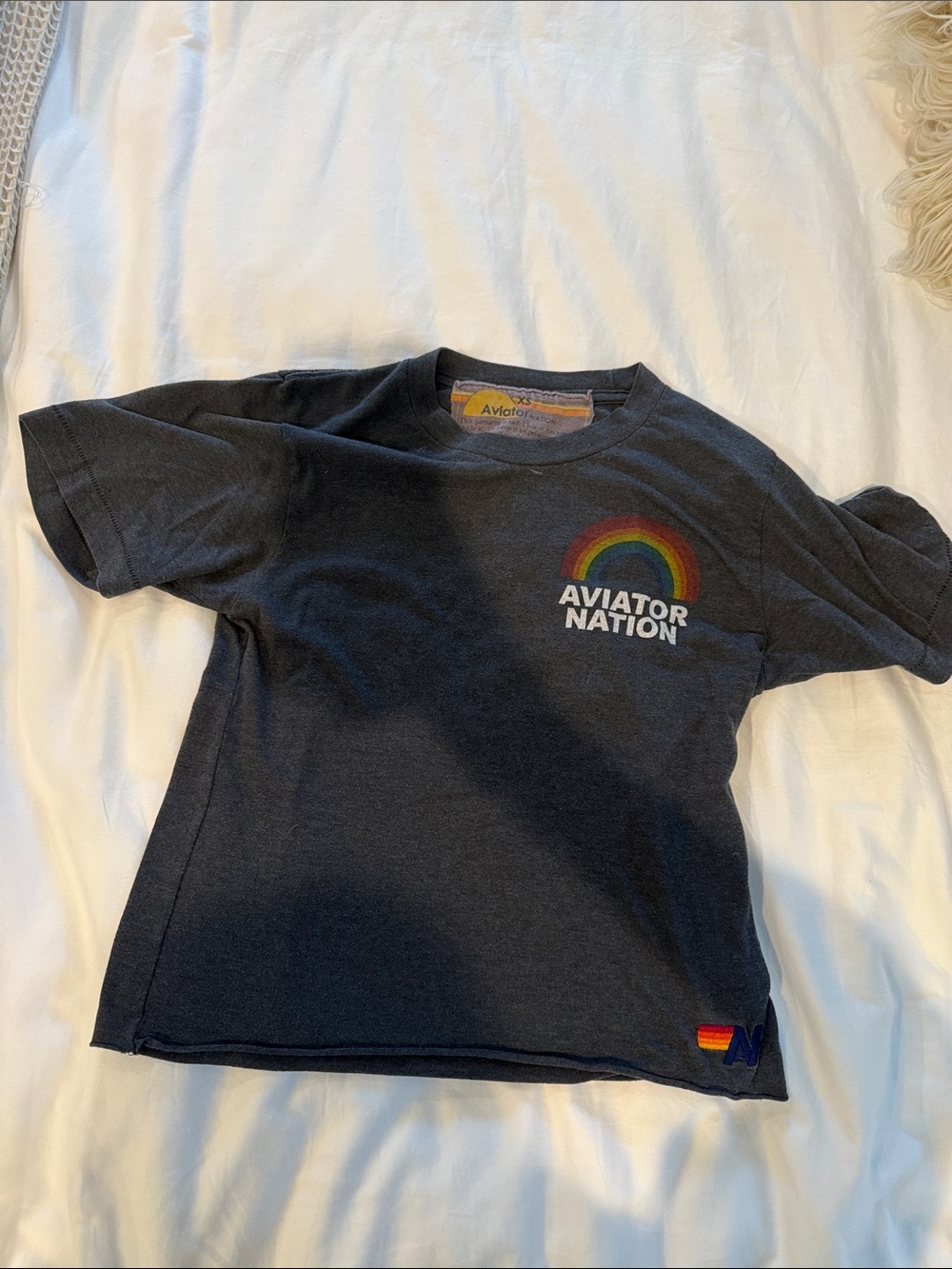 Aviator Nation Navy Tee with Rainbow Chest Logo